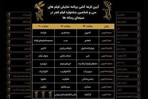 جدول برنامه نمایش فیلم‌های سی‌وششمین جشنواره فیلم فجر 